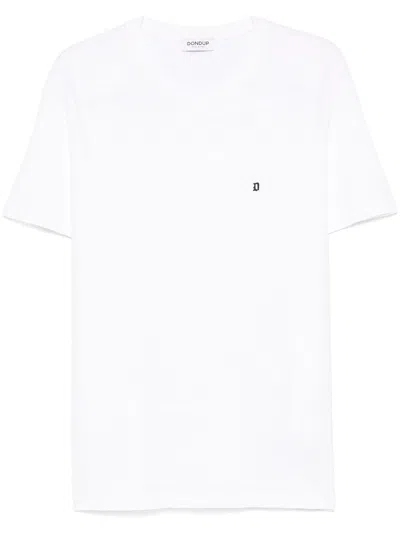 Dondup White Cotton T-shirt With Logo Embroidery