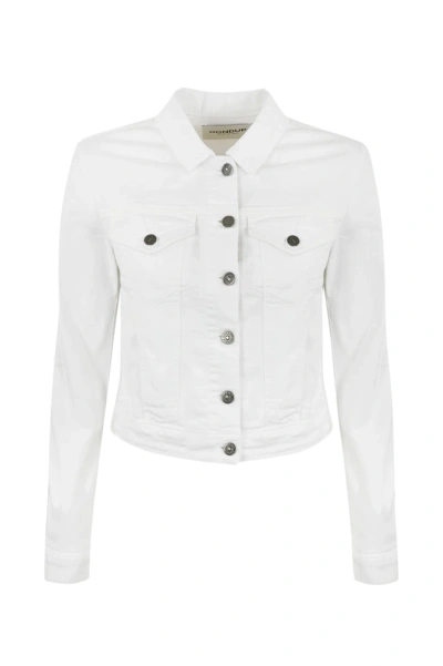 Dondup White Denim Jacket In Bianco