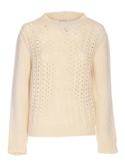 Dondup White Dolcevita Sweater In Neutral