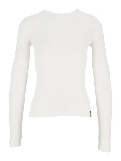 Dondup White Fitted Long-sleeve T-shirt