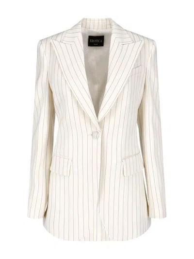 Dondup White Gessato Wool Pinstripe Blazer