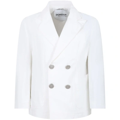 Dondup Kids' White Jacket For Boy With Logo