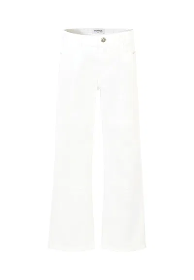 Dondup Kids' White Jeans For Girl With Logo
