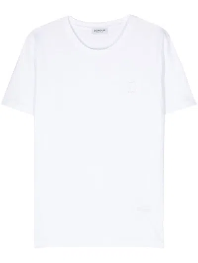 Dondup White Logo T-shirt In Burgundy