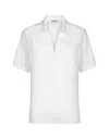 Dondup White Modal-silk Blend Polo With Deep V-neckline