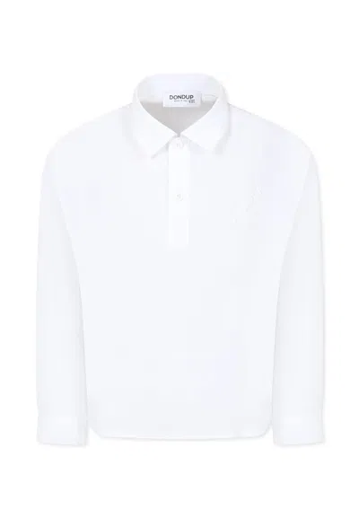 Dondup Kids' White Shirt For Boy With Logo