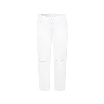 Dondup Kids' White Trousers For Girl With Logo