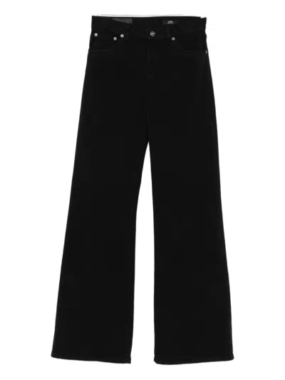 Dondup Wide-leg Black Jeans With High Waist And Timeless Design