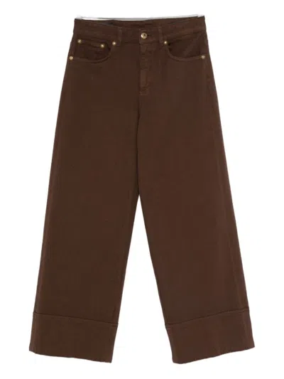 DONDUP WIDE-LEG BROWN JEANS WITH HIGH WAIST