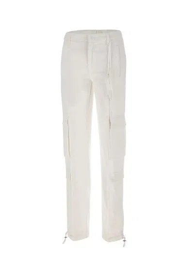 Dondup Wide Leg Cargo Trousers In White