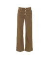 Dondup Wide-leg Corduroy Trousers With High Waist And Distinctive Button Closure In Brown