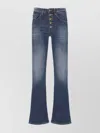 Dondup Medium Blue Straight-leg Jeans With Button Closure In Blue