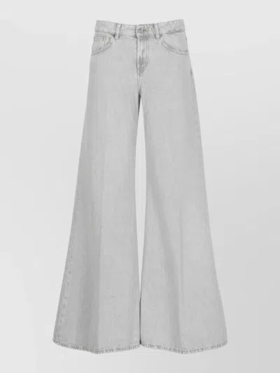 Dondup Wide Leg Cotton Palazzo Jeans Zip Detail In Burgundy