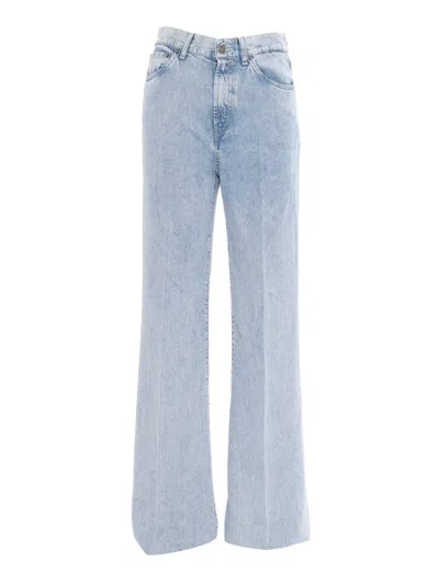 Dondup Wide-leg Denim Jeans With High Waist In Blue