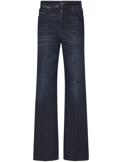 Dondup Wide-leg Denim Trousers In Black