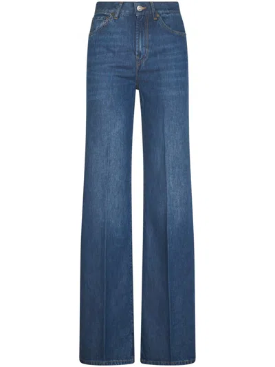 Dondup Wide-leg High-waist Denim Trousers In Blue
