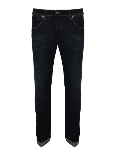 Dondup Wide-leg Jeans With Turn-ups In Dark Wash