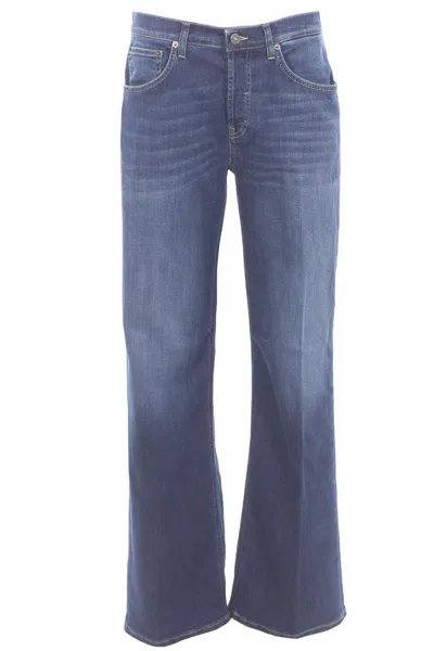 Dondup Wide Leg Medium Blue Jeans With Classic Five-pocket Design