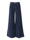 Dondup Wide-leg Navy High-waist Pants In Blue