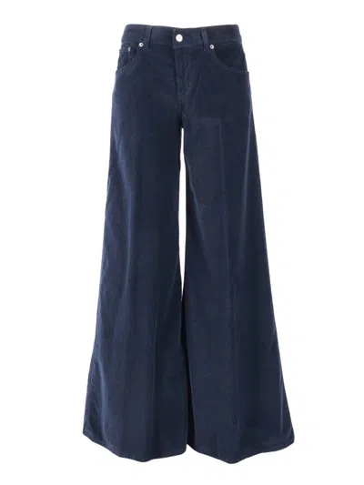 DONDUP WIDE-LEG NAVY HIGH-WAIST PANTS