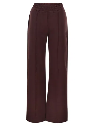 Dondup Wide Leg Trousers With Structured Seams In Brown
