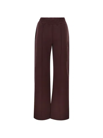 Dondup Wide Leg Trousers With Structured Seams In Brown