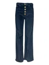 Dondup Wide-leg Velvet Pants With Jewel-button Closure In Blue