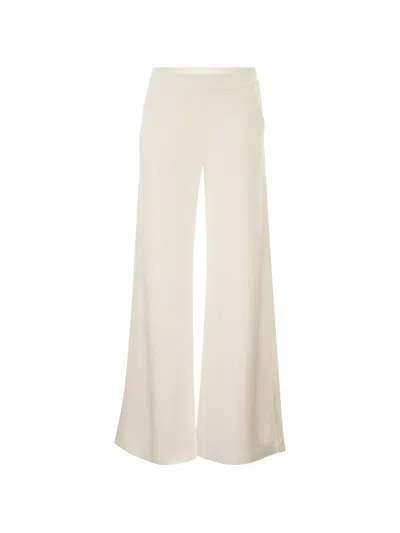 Dondup Wide Leg Trousers In Viscose Blend In Neutral