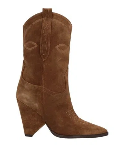 Dondup Woman Ankle Boots Brown Size 7 Leather