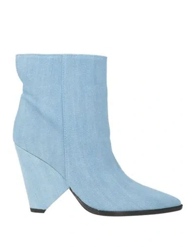 Dondup Woman Ankle Boots Light Blue Size 8 Textile Fibers