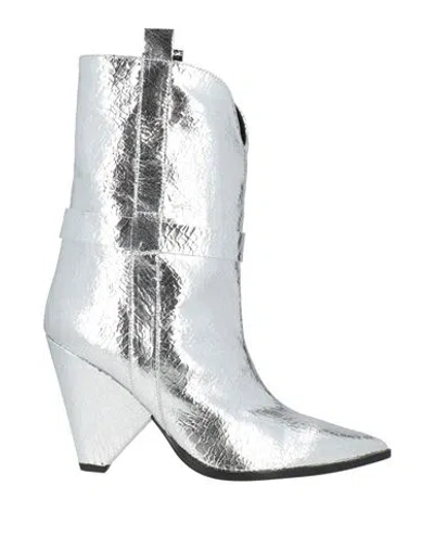 Dondup Woman Ankle Boots Silver Size 9 Leather