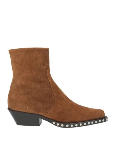 Dondup Woman Ankle Boots Tan Size 6 Leather In Brown