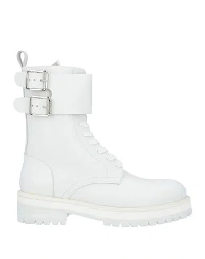 Dondup Woman Ankle Boots White Size 8 Leather
