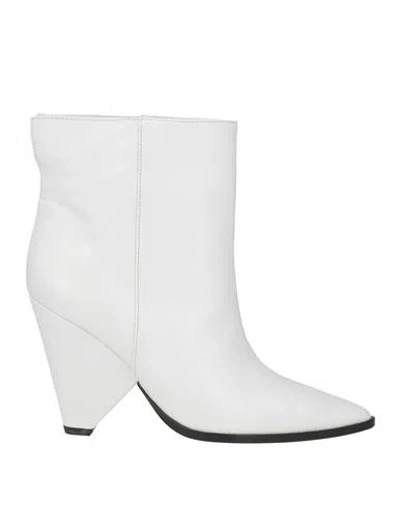 Dondup Woman Ankle Boots White Size 9 Leather