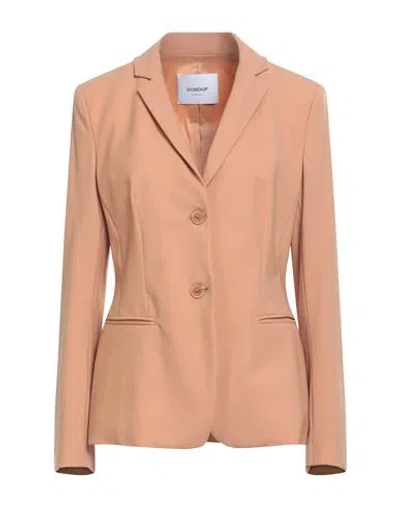 Dondup Woman Blazer Apricot Size 8 Virgin Wool, Elastane In Orange