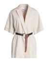 Dondup Woman Blazer Beige Size 8 Lyocell, Linen, Cotton In Beige