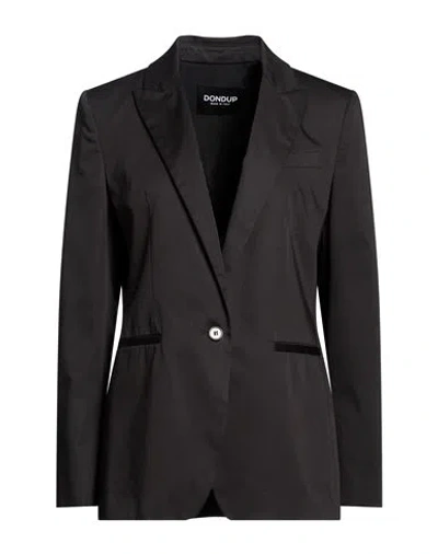Dondup Woman Blazer Black Size 10 Cotton, Silk, Elastane In Multi