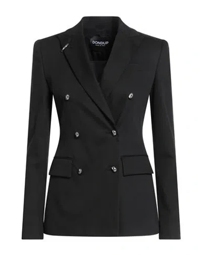 Dondup Woman Blazer Black Size 10 Modal, Cotton, Elastane In Multi