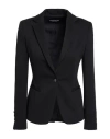Dondup Woman Blazer Black Size 2 Viscose, Polyamide, Virgin Wool, Elastane In Black