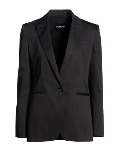Dondup Woman Blazer Black Size 4 Cotton, Silk, Elastane