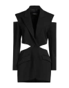 DONDUP DONDUP WOMAN BLAZER BLACK SIZE 8 VIRGIN WOOL, ELASTANE