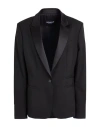 DONDUP DONDUP WOMAN BLAZER BLACK SIZE 8 VIRGIN WOOL, ELASTANE