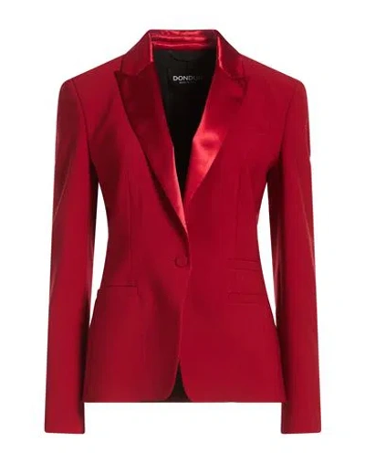 Dondup Woman Blazer Brick Size 4 Polyester, Virgin Wool, Elastane In Red