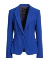 Dondup Woman Blazer Bright Blue Size 12 Polyester, Virgin Wool, Elastane In Blue
