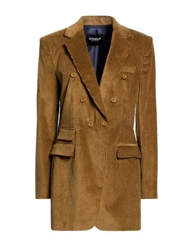 Dondup Woman Blazer Brown Size 10 Cotton, Elastane