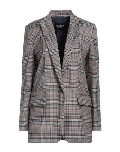 Dondup Woman Blazer Brown Size 4 Polyester, Viscose, Elastane