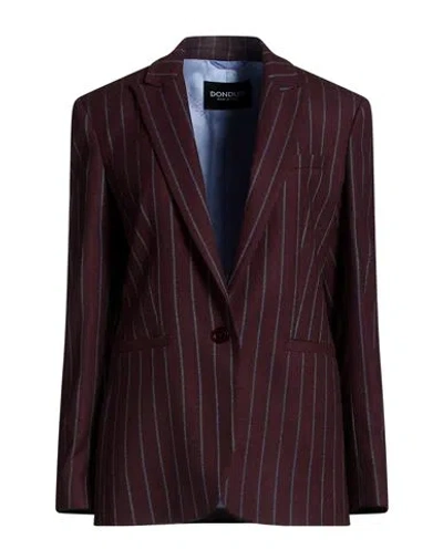 Dondup Woman Blazer Burgundy Size 8 Viscose, Wool, Polyester, Elastane In Brown