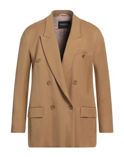 Dondup Woman Blazer Camel Size 6 Viscose, Linen In Brown