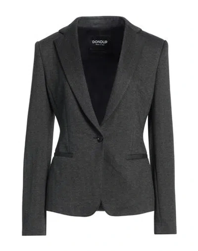 Dondup Woman Blazer Charcoal Size 2 Viscose, Polyester, Polyamide, Elastane In Black