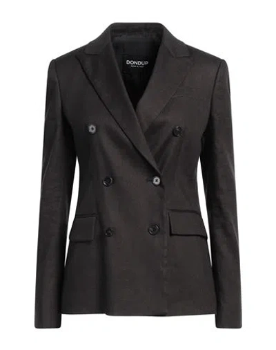 Dondup Woman Blazer Charcoal Size 6 Linen, Viscose, Elastane In Grey